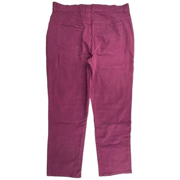 Gloria Vanderbilt Women's High Rise Straight Leg Ankle Jeans Burgundy Size 14 - Picture 2 of 8